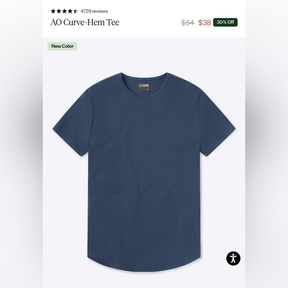 Two Men's Short Sleeve Cuts, Curve-Hem Shirts in Denim Blue and Mountain Mist. - Picture 3 of 3